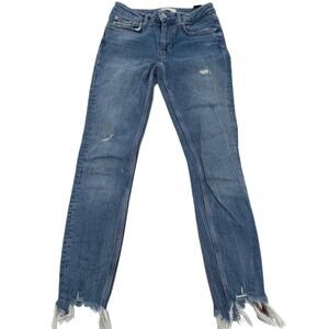 Zara Woman Jeans Womens 2 Blue Distressed‎ Frayed Hem Premium Denim High Rise